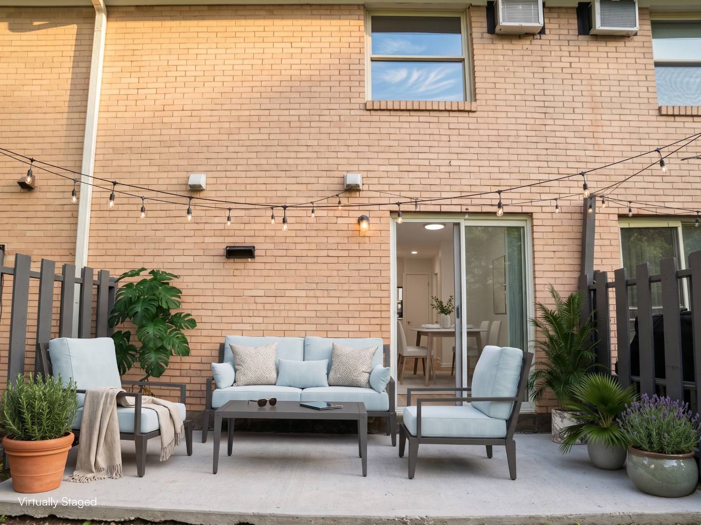 Private patio at Brookville Townhomes